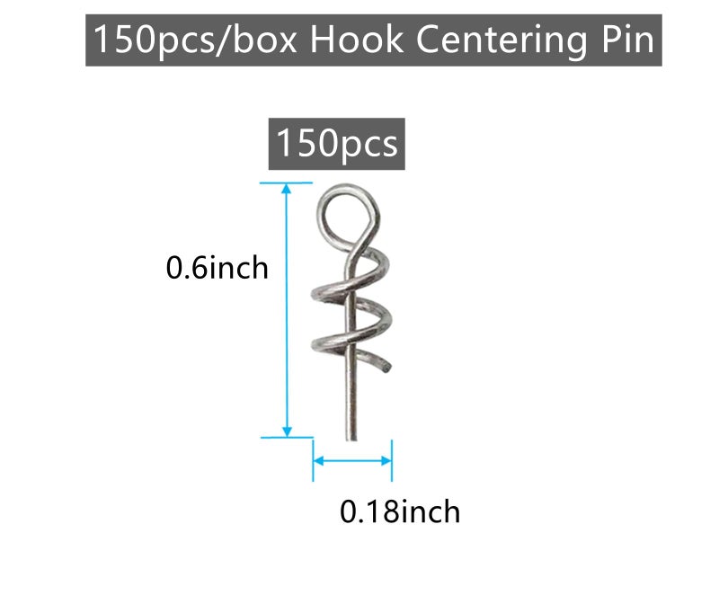 Drchoer Twist Lock Hook Centering Pin Spring for Fishing Worm Hook Soft Lure Bait Screws 150pcs/box - Length 0.6in - Image 2